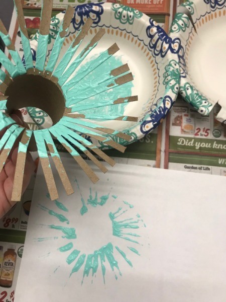 Toilet Paper Roll Fireworks Artwork - swirl the tube in the paint