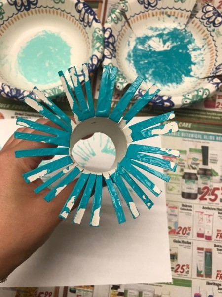 Toilet Paper Roll Fireworks Artwork - darker blue paint