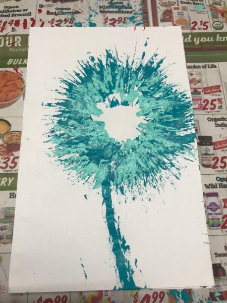 Toilet Paper Roll Fireworks Artwork - blue dandelion flower for card
