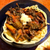 Hearty Kale Pasta Sauce over noodles
