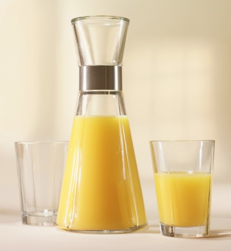 Orange juice in a carafe.