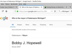 Google's search result for "Who is the Mayor of Kalamazoo?"