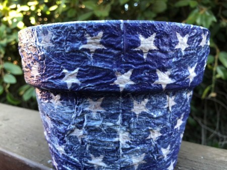 Napkin Decoupaged Flower Pot - allow to dry