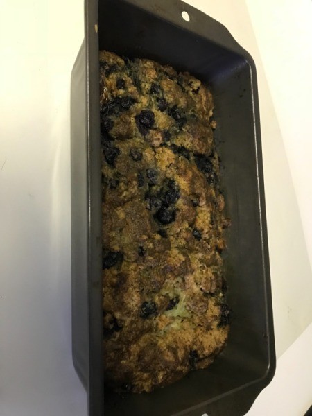 Blueberry Zucchini Bread in pan