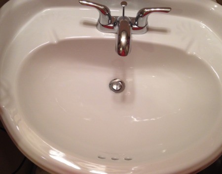 A clean bathroom sink.