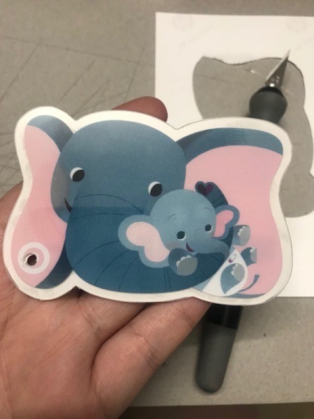 Child's Backpack Tag - trim off excess with the X-acto knife