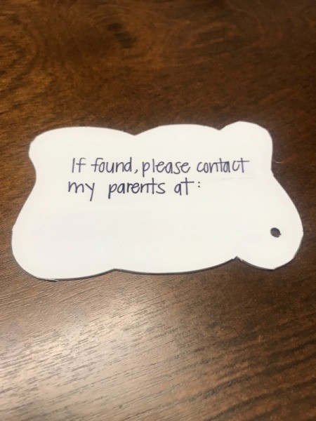 Child's Backpack Tag - add contact info to the back