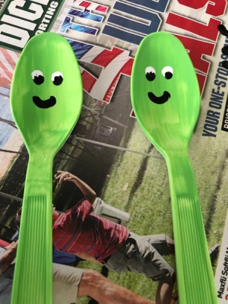 Butterfly Spoons - add pupils and smiling moiuth