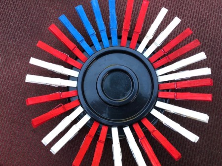American Flag Clothespin Platter - continue and then add the four blue pins