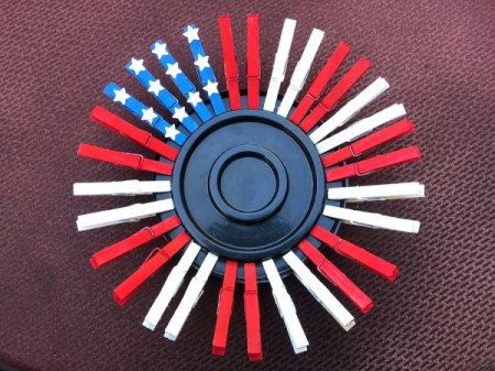American Flag Clothespin Platter - allow glue to dry