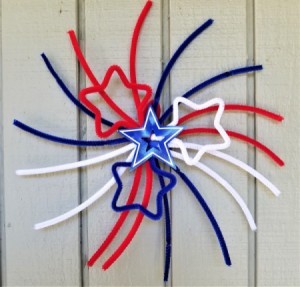 Chenille Stem Firework and Star Decorations - one finished firework design hanging