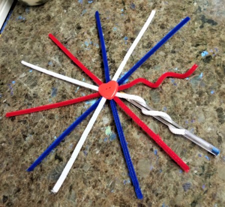 Chenille Stem Firework and Star Decorations - wrap chenille around a pen to create a spiral