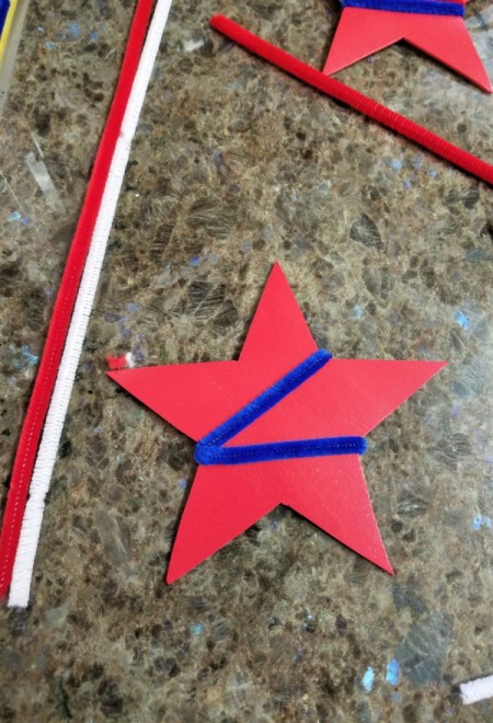 Chenille Stem Firework and Star Decorations - 2 blue stems