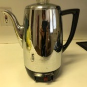 A percolator that was purchased at a thrift store.