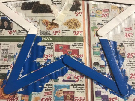 Fourth of July Star Decoration - 4 sticks painted blue