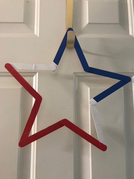 Fourth of July Star Decoration - hanging on door hook