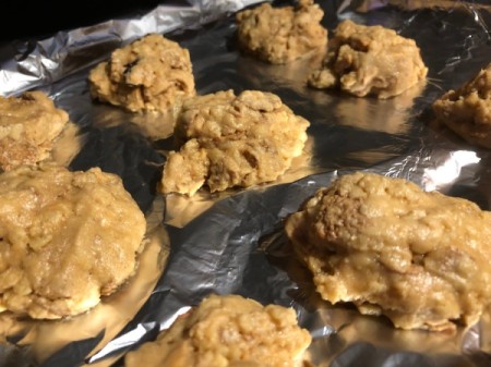 Cookie batter on foil
