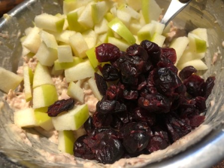 Cranberries added to salad