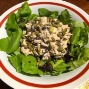 Cranberry Apple Tuna Salad on lettuce in bowl