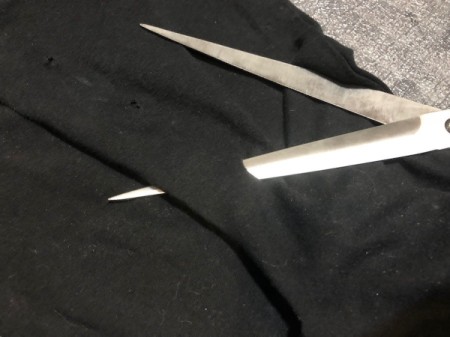 Corset-Back T-shirt - poke holes with your scissors on either side of the triangle, evenly spaced