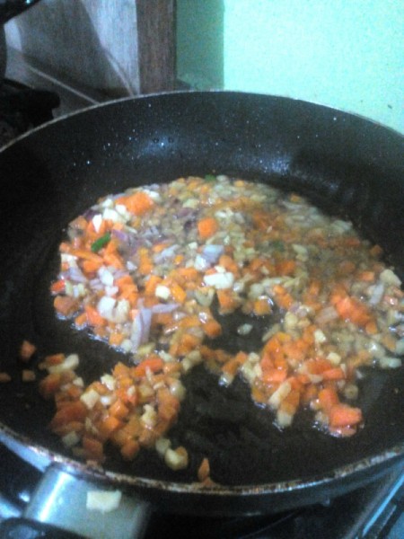 vegetables in pan