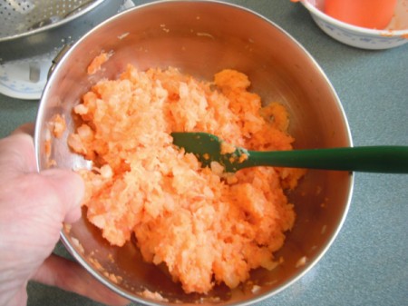mixing pineapple and carrot