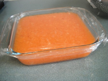 mixture poured into glass square pan