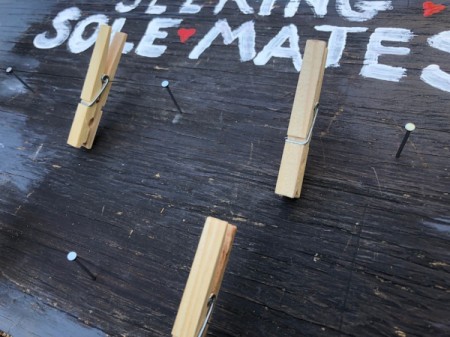 Laundry Room Sock Matching Sign - clip clothespins to the wire and add socks