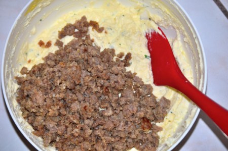 sausage added to cheeses