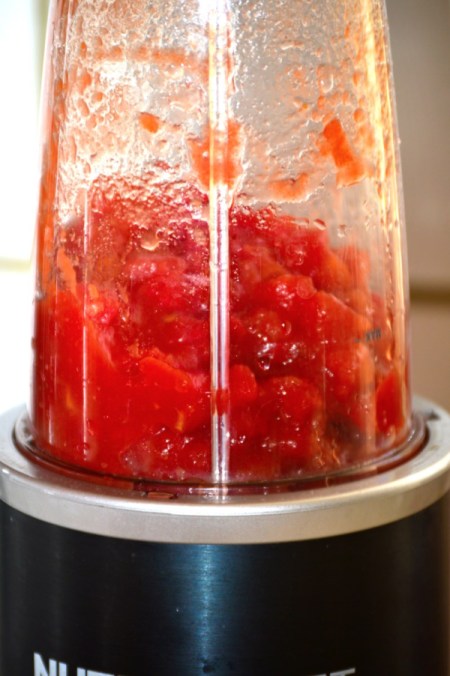 diced tomatoes in bullet mixer