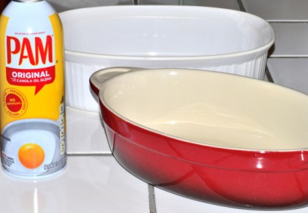 baking dishes with Pam