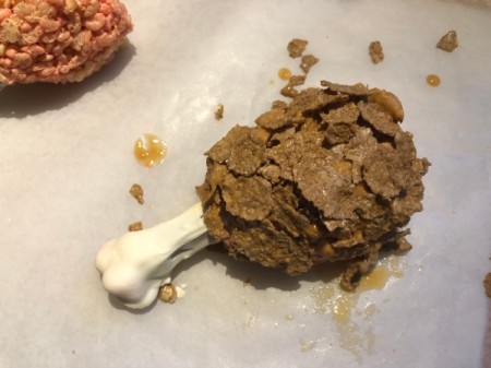 bran flakes on peanut butter