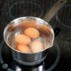 Hard Boiled Eggs in pot on the stove.