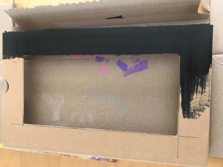 How to Make a Shoebox Theater  - paint the lid and allow to dry