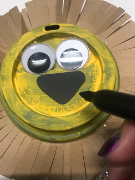 Recycled Coffee Lid Animals - use Sharpie for details