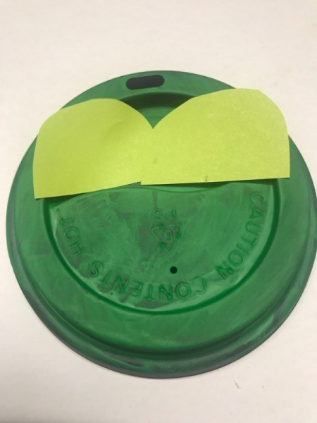 Recycled Coffee Lid Animals - green frog eyes