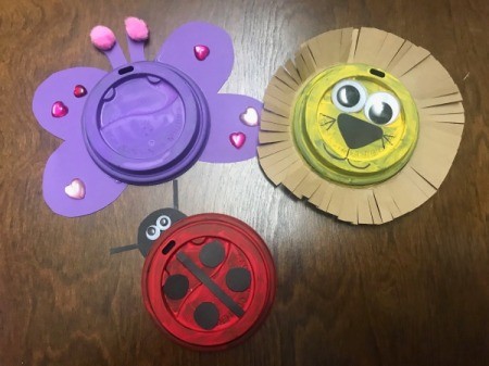 Recycled Coffee Lid Animals - ready to play