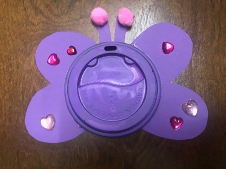 Recycled Coffee Lid Animals - glue lid in place