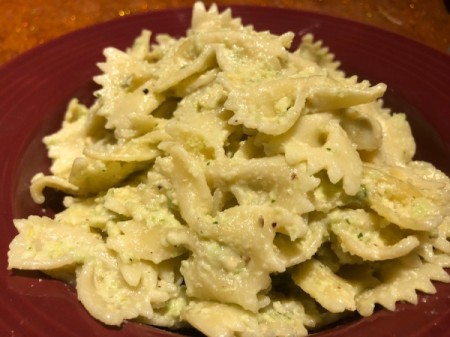 pasta bows cooked in bowl