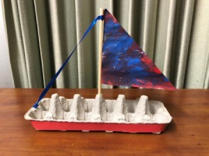 Egg Carton Sail Boat - finished boat