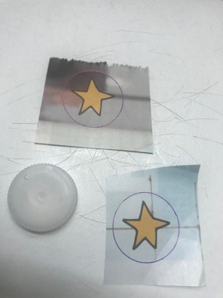 Matching Game Made with Water Bottle Caps - traces star images