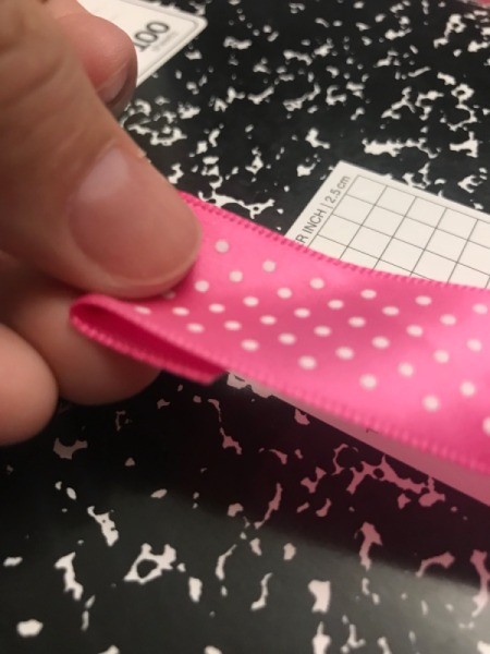 Ribbon Bookmark - fold over ribbon and sew button in place