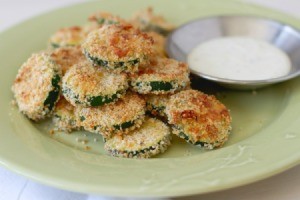 Breaded and fried zucchini on a plate