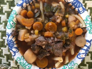 bowl of Beef Shank Vegetable Broth Soup