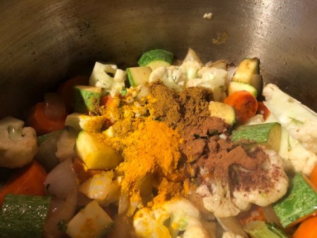 spices added to pot
