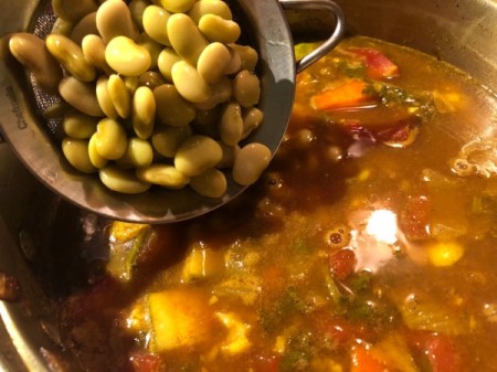 adding drained lima beans