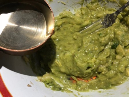 adding water to Avocado and Banana