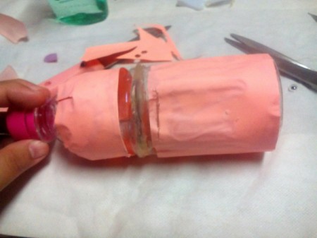 Piggy Bank with Money Separator - wrap the bottle in pink paper