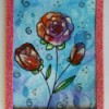 Watercolor Roses Birthday Card - finished card with pink glitter foam frame