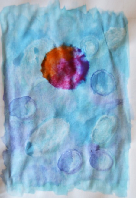 Watercolor Roses Birthday Card - make a large puddle of water on the paper and add colors